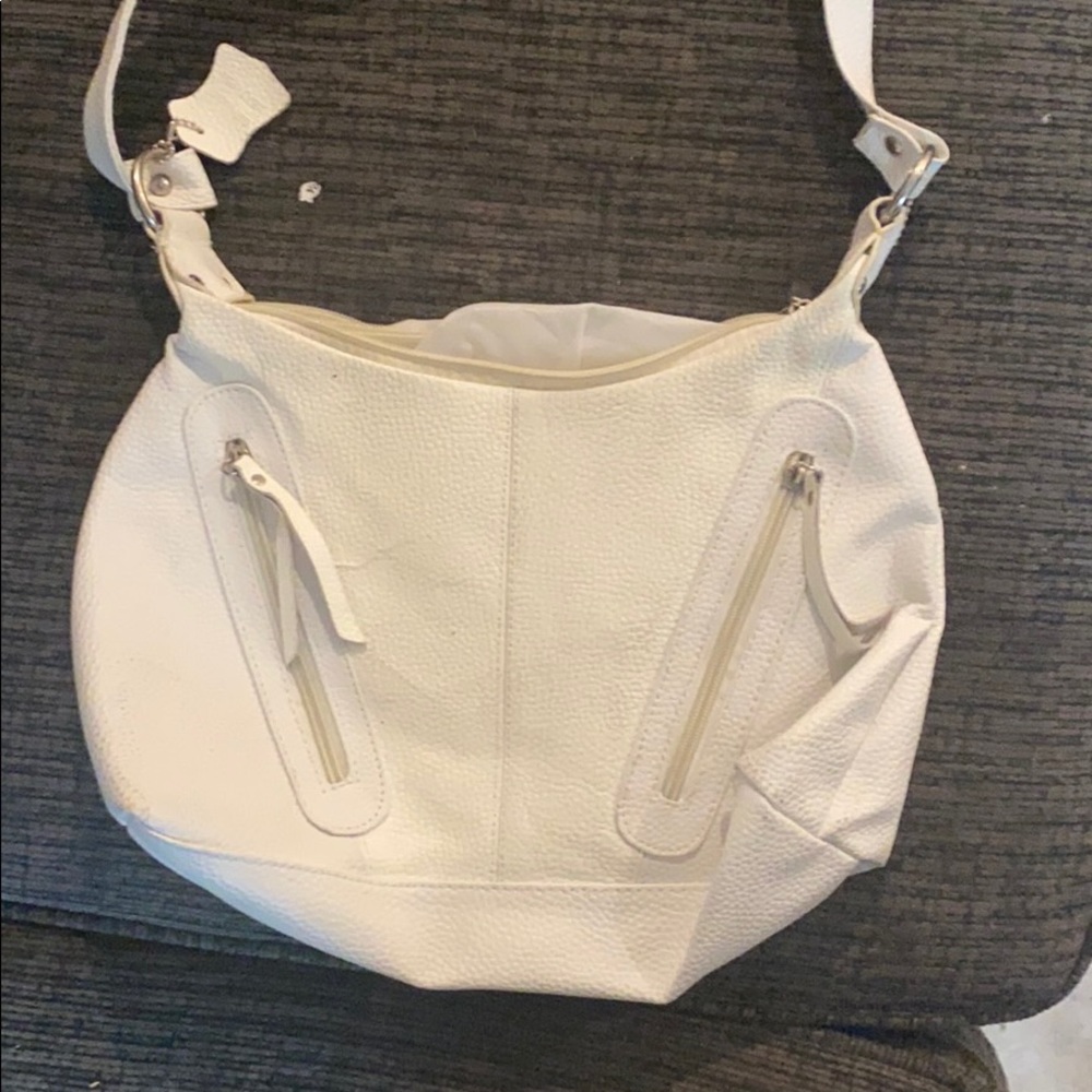 White hand bag